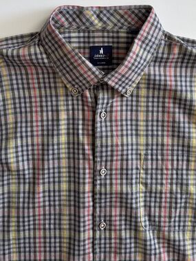 Johnnie-O Shirt Nwt Gunner Plaid Light Gray Button Down XXL 2XL